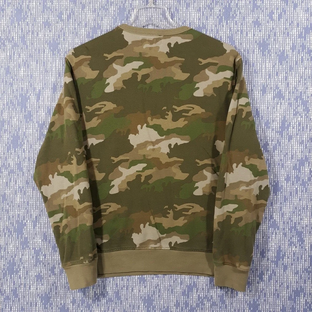 J.CREW Sweater Mens Large Pullover Green Camouflage Crew Neck Cotton